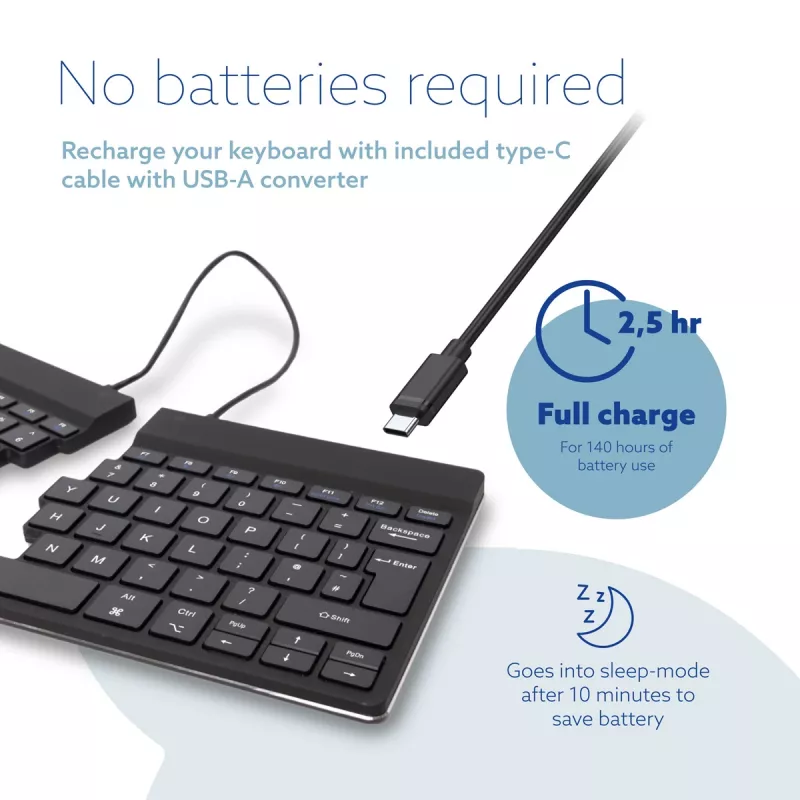 R-Go Tools Compact Break RGOSBUKWLBL bezvadu tastatūra, UK burtu izkārtojums, melna