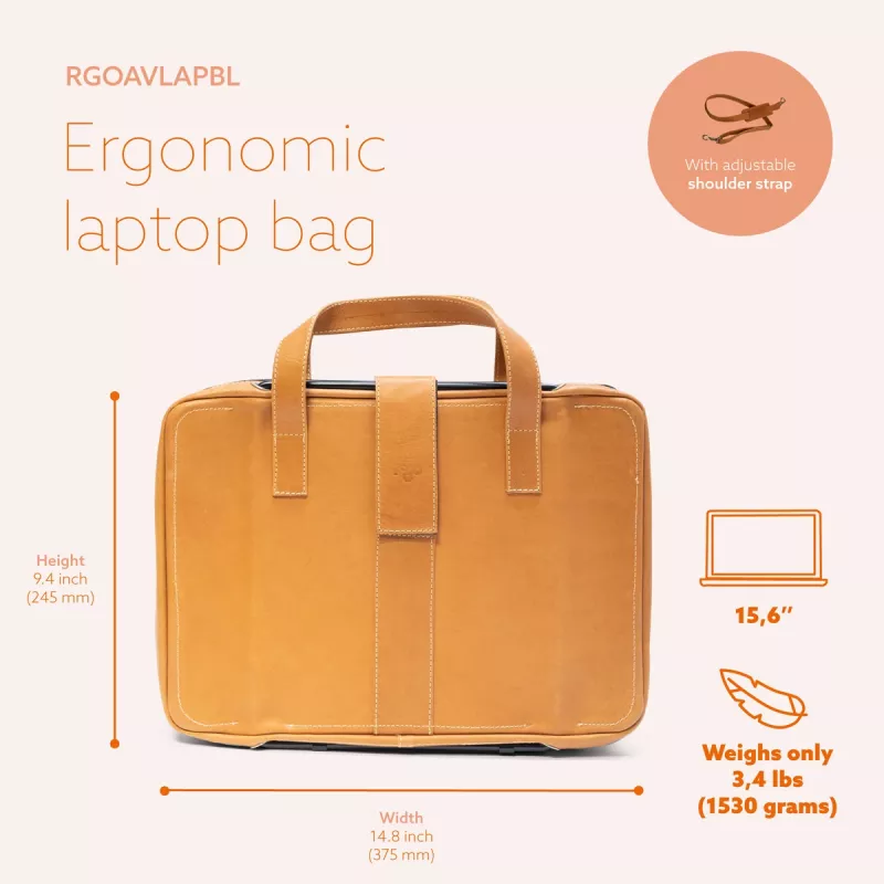 R-Go Tools R-Go Viva somiņa klēpjdatoram, īsta āda, ar iebūvētu statīvu, plecu siksna, 15.6 collas, brūna