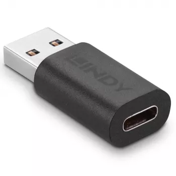 Lindy USB 3.2 Type A uz C adapteris, USB 3.2 Type A, USB 3.2 Type C, Melns