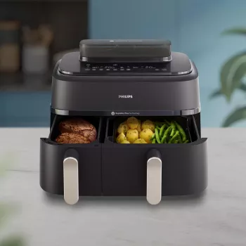 Fritētājs Philips 5000 sērija NA551/00 — 9 L, 2300 W, skārienvadība, LED displejs, melns/sudrabs