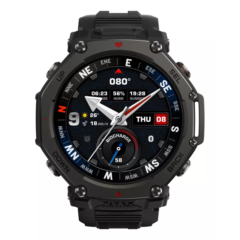 Amazfit T-Rex 3 Pro 3,81 cm (1,5 collu) AMOLED 48 mm digitāls 480 x 480 pikseļi Skārienekrāns Melns Wi-Fi GPS (satelīts)