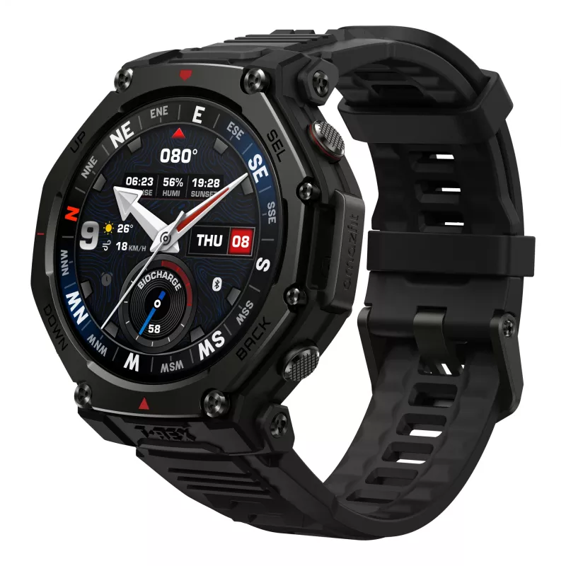 Amazfit T-Rex 3 Pro 3,81 cm (1,5 collu) AMOLED 48 mm digitāls 480 x 480 pikseļi Skārienekrāns Melns Wi-Fi GPS (satelīts)