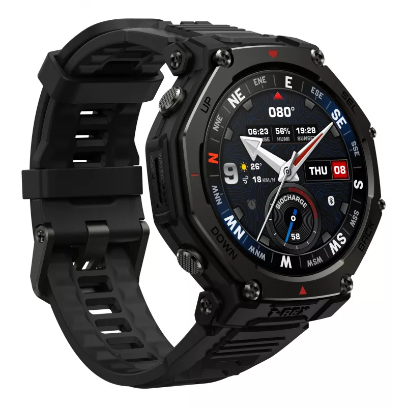 Amazfit T-Rex 3 Pro 3,81 cm (1,5 collu) AMOLED 48 mm digitāls 480 x 480 pikseļi Skārienekrāns Melns Wi-Fi GPS (satelīts)