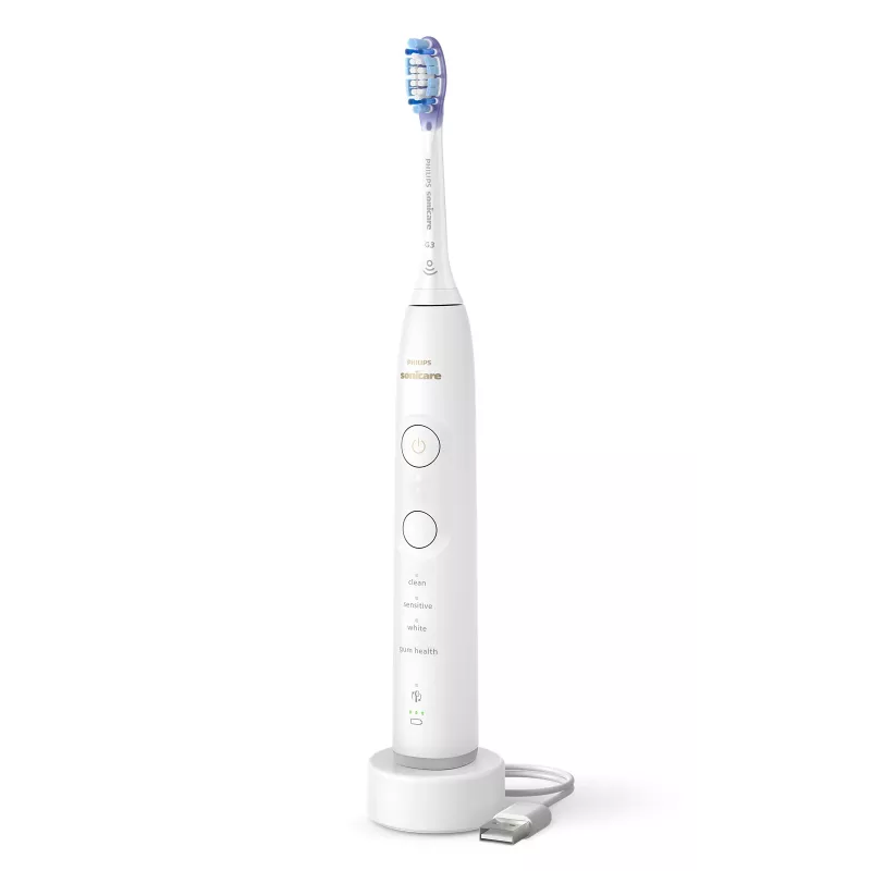 Sonic zobu suka Philips Series 7100 HX7420/01 — 62 000 kustības/min, 4 režīmi, spiediena sensors, Bluetooth, uzlādējama (balta)