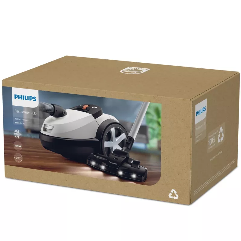 Cilindriskais putekļsūcējs Philips 8000 sērija XD8142/12 — 900 W, 4 L maiss, HEPA, 12 m darbības rādiuss