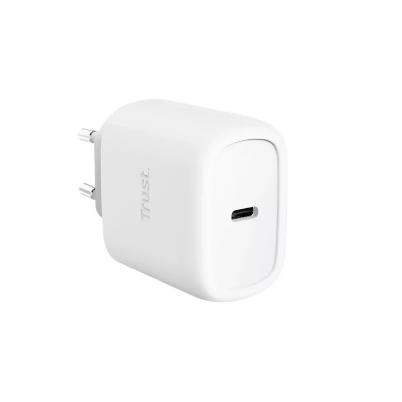 TRUST Maxo 45W USB-C GaN lādētājs, 45 W, USB-C izeja, 20 V max, 2 m kabelis, balts