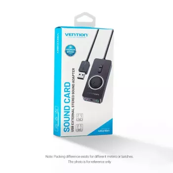 Vention USB 2.0 ārējais stereo skaņas adapteris ar skaļuma regulēšanu 0,15 m Melns ABS
