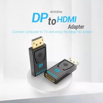 Vention DisplayPort vīriņš uz HDMI sieviņu adapteris melns DP HDMI zeltīts