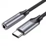 Vention USB-C uz 3.5mm austiņu adapteris BGMHA, USB Type-C vīriešu uz 3.5mm sieviešu, 0.1 m, pelēks