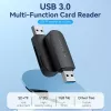 Vention CLGB0 karšu lasītājs 2 vienā, USB 3.0 A, SD + TF, divi diska burti, melnā krāsā