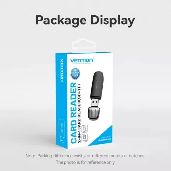 Vention 2-in-1 USB 3.0 A karšu lasītājs SD+TF, USB 3.2 Gen 1, 5000 Mbit/s, Melns