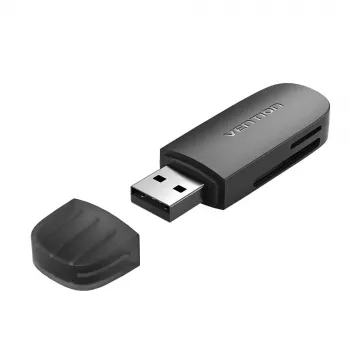 Vention 2-in-1 USB 3.0 A karšu lasītājs SD+TF, USB 3.2 Gen 1, 5000 Mbit/s, Melns