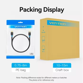 Vention HDMI kabelis 0,75m Melns HDMI 2.0 18 Gbit/s Vīrietis pret vīrieti