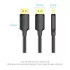 DisplayPort vīriešu-vīriešu kabelis Vention 1,5 m, 4K HD, melns, 6 mm diametrs