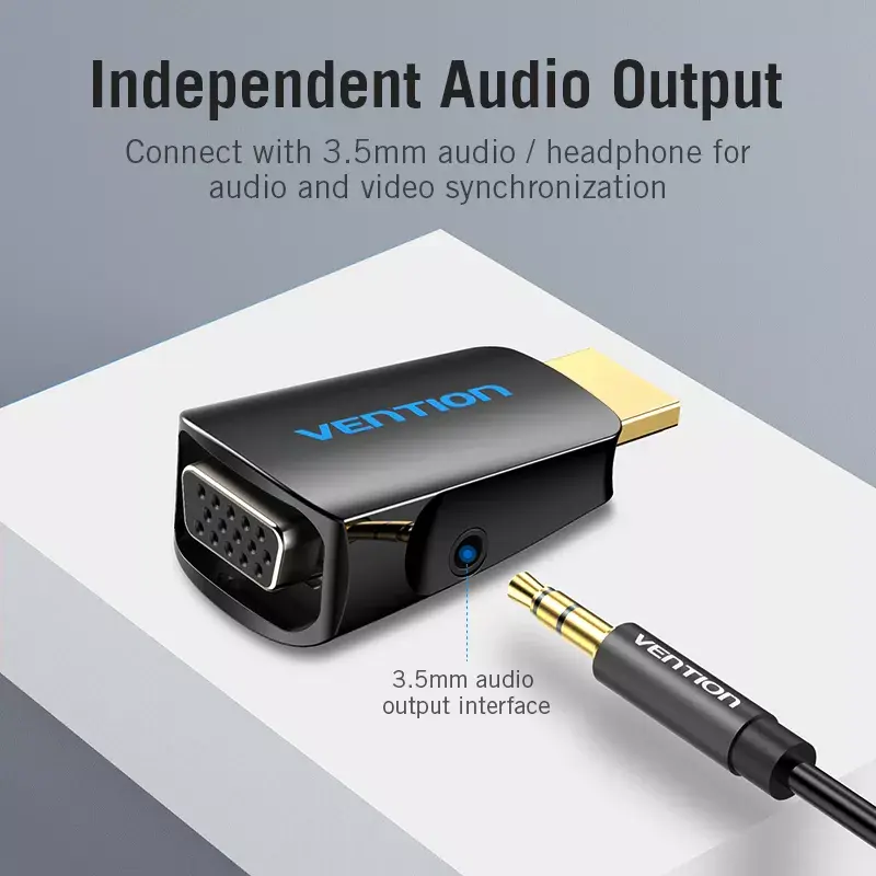 Vention AIDB0 HDMI uz VGA pārveidotājs, 3,5 mm audio savienojums
