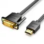 Vention HDMI uz DVI kabelis 1m Melns HDMI Type A DVI-D