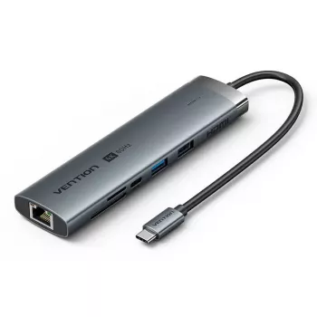 Vention TGVHB 9 vienā USB-C dokstacija, 4K 60Hz, 100W PD, 0,15 m