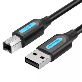 USB 2.0 A vīriešu uz B vīriešu kabelis 3 m — Vention — melns PVC, 480 Mbps, 2 A
