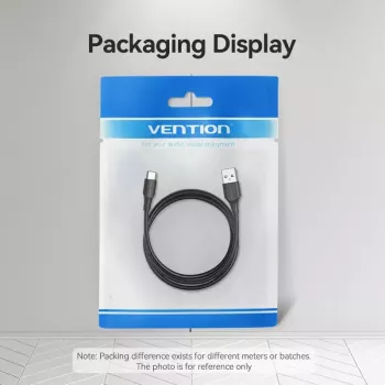 Vention USB 2.0 A vīriešu uz C vīriešu 3A kabelis 0.5m Melns
