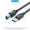 Vention USB 3.0 A-B kabelis 3 m — USB 3.2 Gen 1 (5 Gbit/s), melns, niķelēti savienotāji