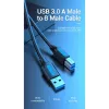 Vention USB 3.0 A-B kabelis 3 m — USB 3.2 Gen 1 (5 Gbit/s), melns, niķelēti savienotāji