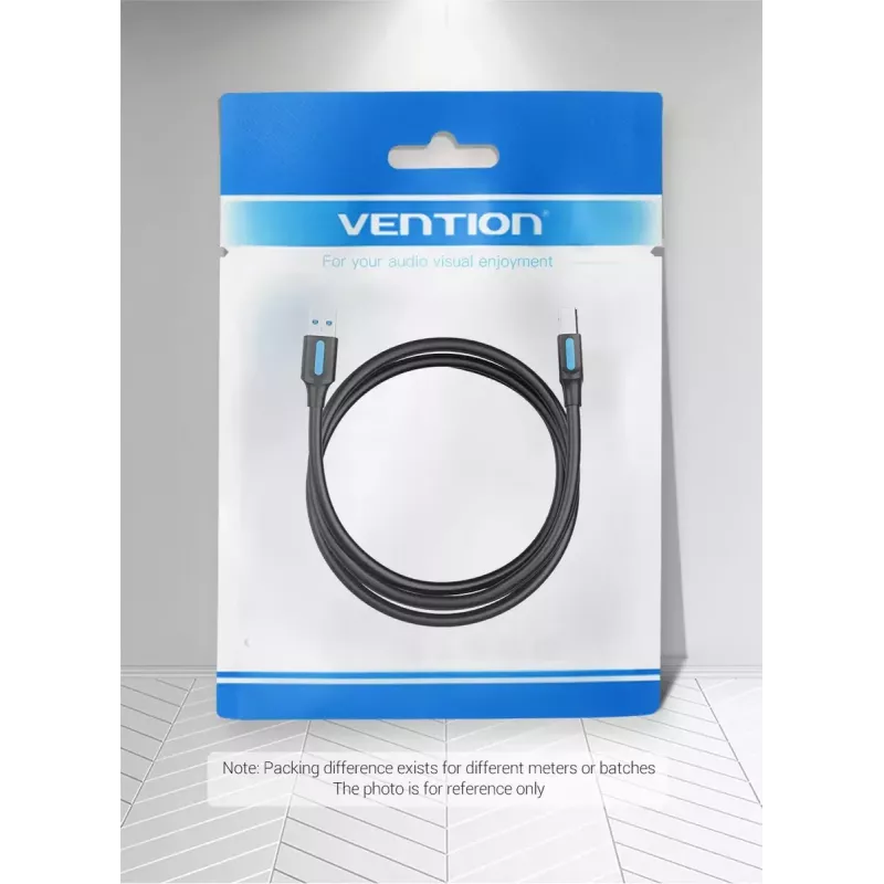 Vention USB 3.0 A-B kabelis 3 m — USB 3.2 Gen 1 (5 Gbit/s), melns, niķelēti savienotāji