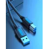 Vention USB 3.0 A-B kabelis 3 m — USB 3.2 Gen 1 (5 Gbit/s), melns, niķelēti savienotāji