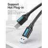 Vention USB 3.0 A-B kabelis 3 m — USB 3.2 Gen 1 (5 Gbit/s), melns, niķelēti savienotāji