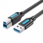 Vention USB 3.0 A-B kabelis 3 m — USB 3.2 Gen 1 (5 Gbit/s), melns, niķelēti savienotāji