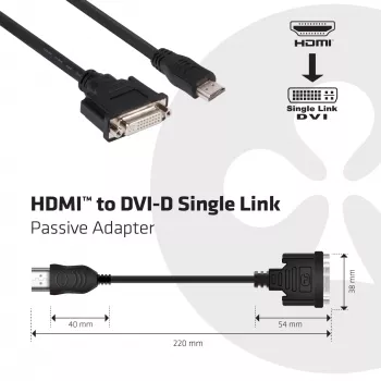 CLUB3D HDMI–DVI pasīvais adapteris 0.40 m HDMI DVI