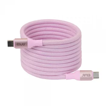 CLUB3D USB-C magnētiskā spole 240W rozā kabelis 2m USB 2.0