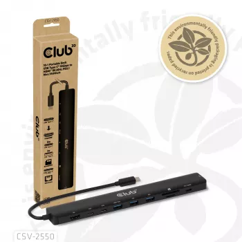 CLUB3D 10-1 Portatīvā Dokstacija USB Type-C 10Gbps uz HDMI 8K30Hz PD3.1 140W