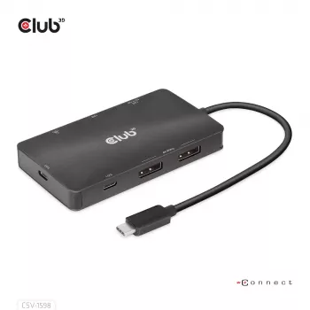 CLUB3D USB Gen2 Type-C uz Diviem DisplayPort 4k60Hz 7-in-1 HUB
