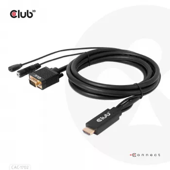 CLUB3D HDMI uz VGA kabelis M/M 2m/6.56ft 28AWG