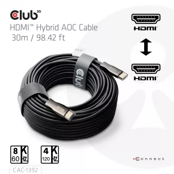 CLUB3D HDMI™ Hybrid AOC kabelis 8K60Hz/4K120Hz 30m
