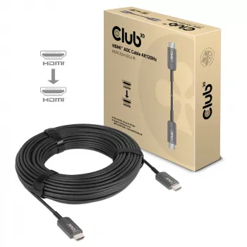 CLUB3D Ultra High Speed HDMI™ sertificēts aktīvais optiskais kabelis 4K120Hz/8K60Hz vienvirziena M/M 20m/65.6ft