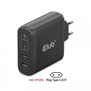 CLUB3D CAC-1912 Ceļojumu lādētājs 100W GaN, 2x USB-C + 2x USB-A, PD 3.0