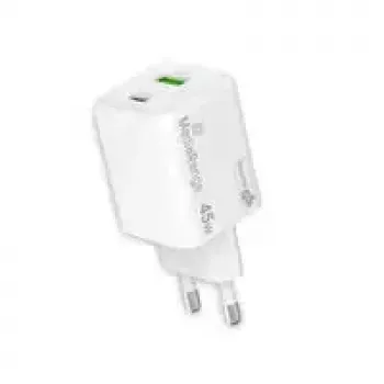 MediaRange MRMA113-2 USB-C 45W sienas lādētājs viedtālruņiem un planšetēm, balts, ieeja 100–240V