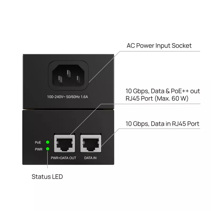 TP-Link POE370S PoE injektors 10 Gigabit Ethernet