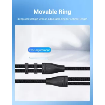 Audio adaptera kabelis Vention 2×3,5 mm vīrietis uz 4‑polu 3,5 mm sieviete, 0,3 m, melns