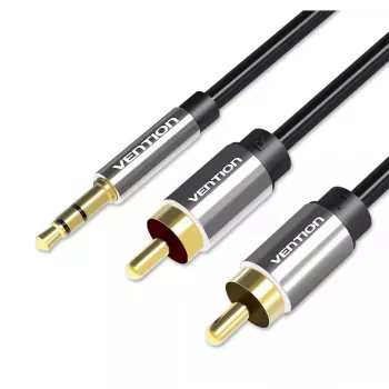 Audio kabelis Vention 3.5mm TRRS (vīriešu) uz 2×RCA (vīriešu), 2 m, melns