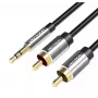 Audio kabelis Vention 3.5mm TRRS (vīriešu) uz 2×RCA (vīriešu), 2 m, melns