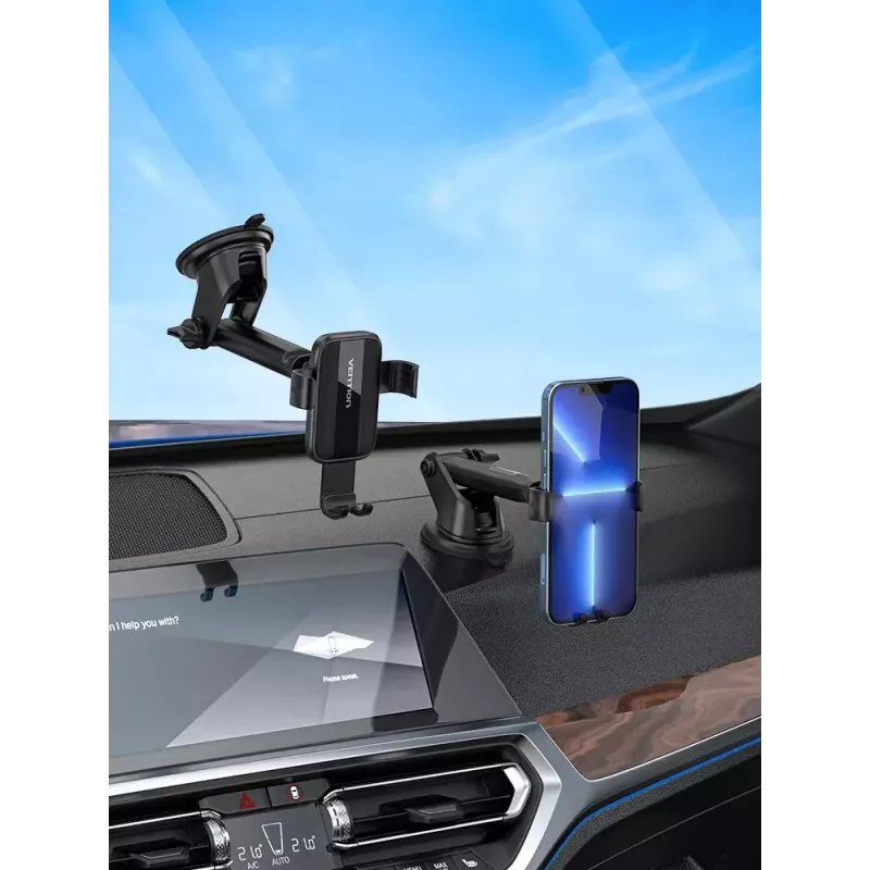 Auto stiprinājums telefonam Vention KCOB0 — automātiska fiksācija, piesūceknis, melns, 73 mm platums, 117.6 mm augstums