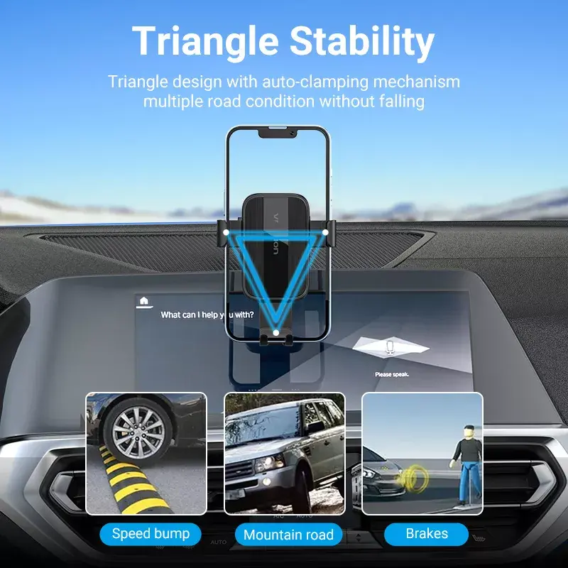 Auto stiprinājums telefonam Vention KCOB0 — automātiska fiksācija, piesūceknis, melns, 73 mm platums, 117.6 mm augstums