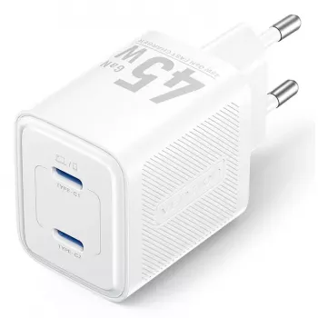 Vention FEFW0-EU iekštelpu ātrais lādētājs 45 W, 2× USB-C, balts