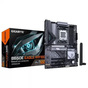 GIGABYTE B650E EAGLE WIFI6E mātesplate - AMD Ryzen 9000 sērijas CPU, 8+2+2 fāžu VRM, līdz 8200MHz DDR5 (OC), 1xPCIe 5.0 + 2xPCIe 4.0 M.2, 2.5GbE LAN, WIFI 6E, USB 3.2 Gen 2