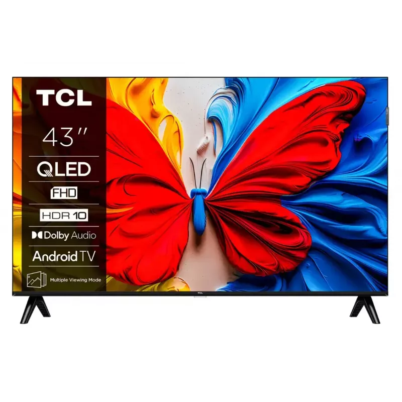 TCL 43V5C 43 collu QLED Full HD (1920x1080) Android TV, HDR10, 2x HDMI, Wi‑Fi, Bluetooth, 20W