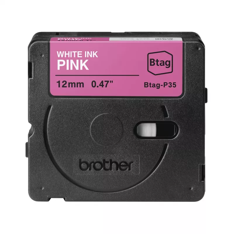 Lentīte etiķešu drukāšanai Brother BTAG-P35 balts uz rozā 1,2 cm 4 m