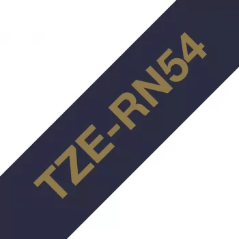 Brother TZE-RN54 lentes kasetne zelta uz tumši zila