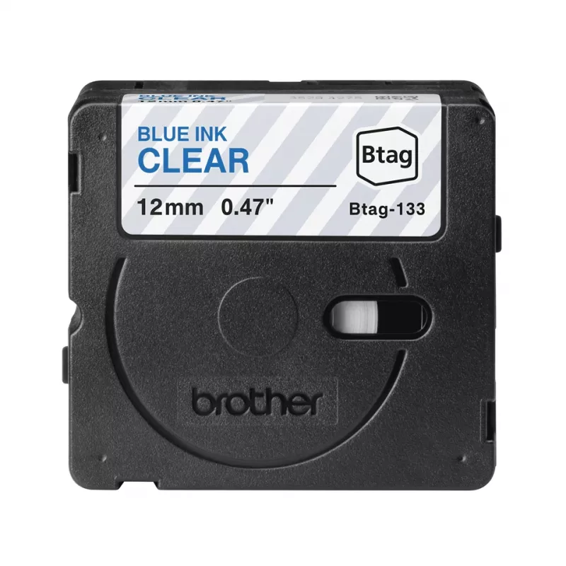Brother BTAG-133 lentes kasetne zila uz caurspīdīga fona